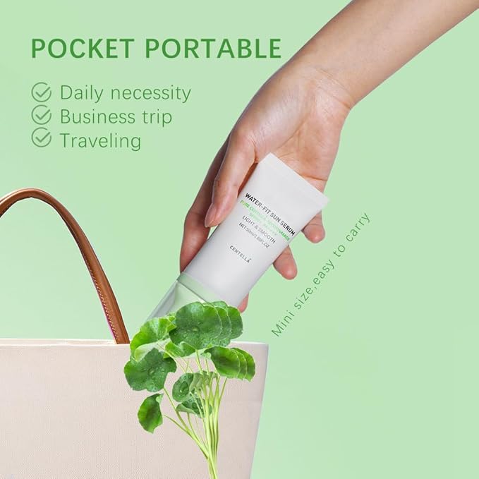 2 Pcs Centella Sunscreen, Lasting Lightweight Hydrating Centella Water-Fit Sun Serum SPF50 for All Skin Type and UV Defense.(Blue & Green)