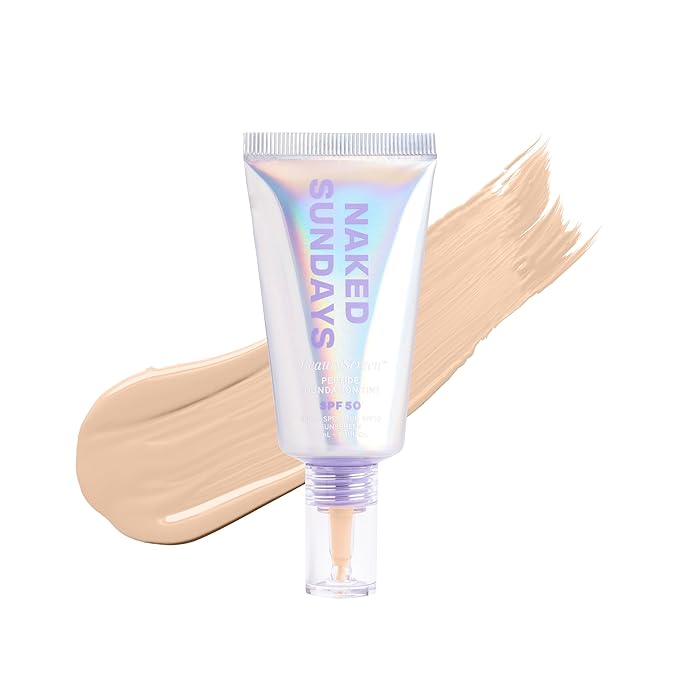 Naked Sundays BeautyScreen™ SPF 50 Peptide Foundation Tint – Tinted Sunscreen & Skincare Makeup with Zinc Oxide, Niacinamide – Lightweight Natural Coverage, 2 Fair Sand, 1.01 oz