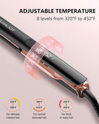 Hair Straightener 1 Inch Flat Iron and Curler 2 in 1 Titanium Ceramic Ionic Dual Voltage Straightener with Heat-Resistant Silicone, for Less Frizz, Shinier & Smoother