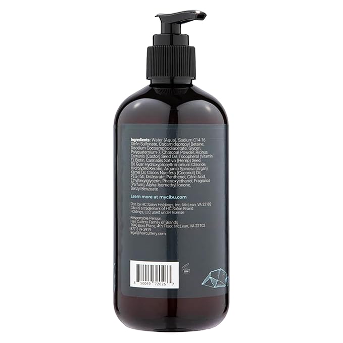 CIBU for Men Charcoal Shampoo - 12oz Deep Clean Shampoo for Healthier Hair & Scalp - Removes Dirt and Oil, Boosts Volume, Enhances Thickness, and Revitalizes Scalp