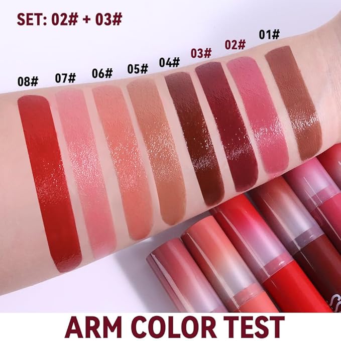 2Pc Butter Lipstick Tinted Lip Balm, Shine Moisturizing Plumper Lipstick for Women, Natural Nourishing Hydrating Lip Gloss Stain for Dry Lips, Lightweight Lip Liner Care Vegan Makeup, 02 & 03