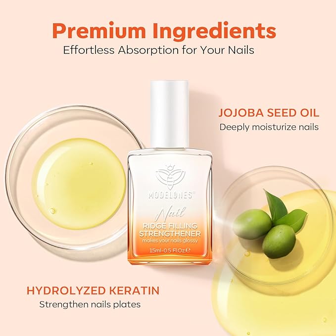 modelones Nail Strengthener and Growth Milky White Nail Polish Nail Repair for Damaged Nails Hardener Ridge Filler for Nail Strengthening Polish Gifts Women 15ml