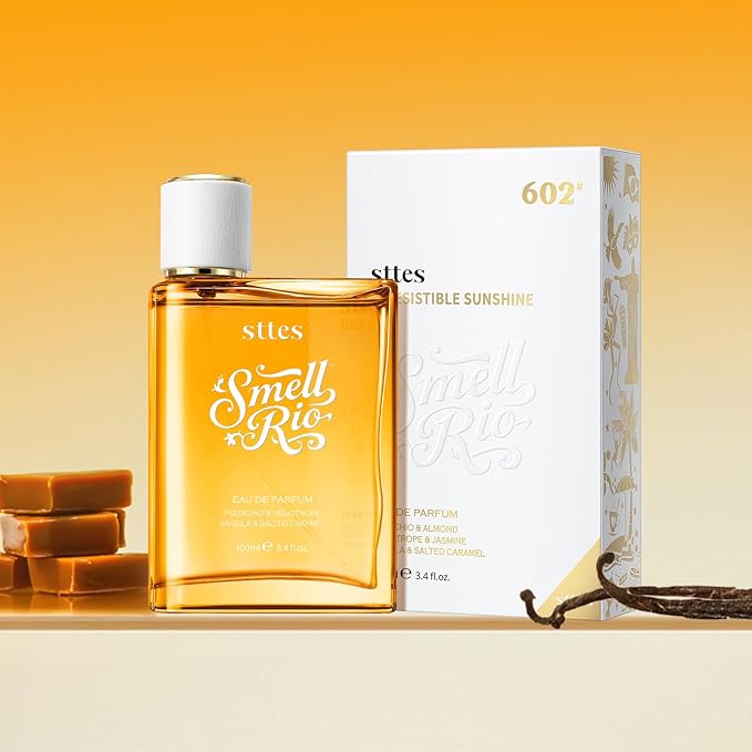Sttes Perfume 02# (2 Packs) – Irresistible Sunshine – Long-Lasting Vanilla, Salted Caramel & Pistachio Gourmand Eau de Parfum 2×100ml (3.4 fl oz) – Warm Sweet Perfume Gift Set for Women