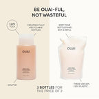 OUAI Thick Shampoo + Refill - Moisturizing Shampoo with Keratin, Marshmallow Root, Shea Butter & Avocado Oil for Thick Hair - Strengthens & Hydrates - Sulfate Free (2 Count, 10 Oz/32 Oz)