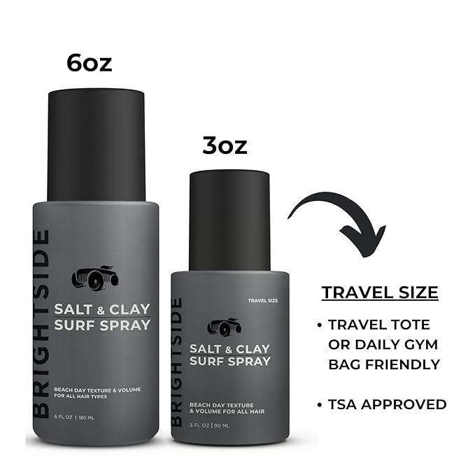 Clay and Sea Salt Spray for Men – Hair Spray with Natural Salt & Clay – Texturizing Sprays for Volume and Beach Style Hair - Lightweight Hold For All Hair Types – Travel Size 3oz