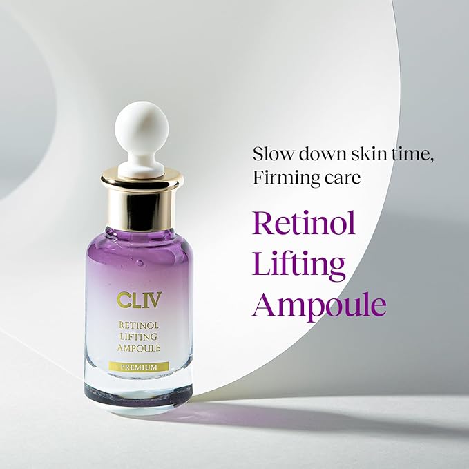 CLIV Retinol Lifting Ampoule, Korean Skincare with 85% Collagen Solution, Retinol, Peptides & Fermented Botanical Complex for Skin Texture and Moisture Support, balloon serum 1.01 fl oz