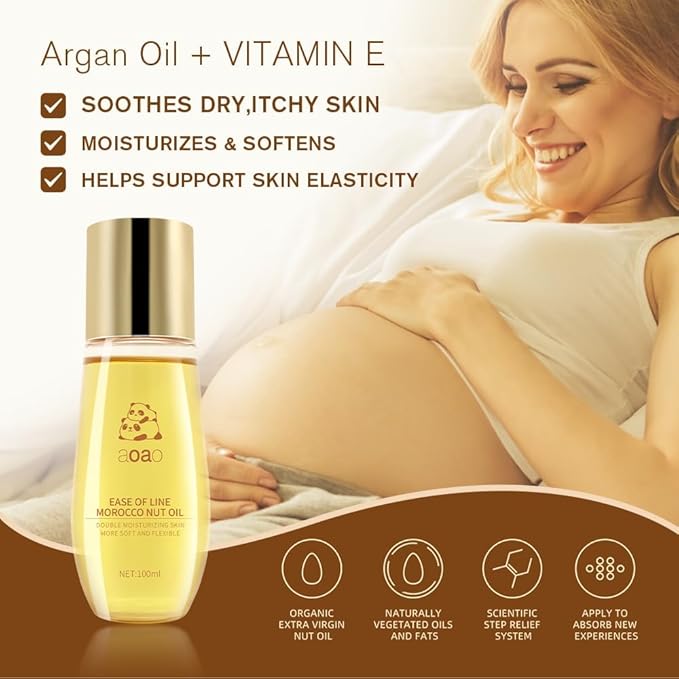 Stretch Mark Oil for Pregnancy & Body Oil for Pregnant Women, Morocco Nut Oil Help for Scars & Stretch Marks Removal & Prevention, Belly Cream for Repair, Firming & Smoothing Fine Lines (2Pack/150ml)