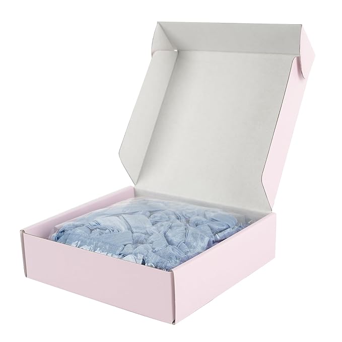 MEEDEE 100 Pack Dusty Blue Hair Ties For Women No Crease Soft Elastic Ribbon No Damage Blue Hair Ties Knotted Ouchless Hair Ribbon Yoga Hair Ribbons Elastic Bracelets