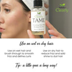 TAME Anti Frizz Smoothing Hair Styling Oil | Sulfate Free Leave In Hair Serum to Control Frizz, Add Shine for Curly, Frizzy, Dry Hair for Adults + Kids | Natural Hair Product Made in USA (4 Fl Oz)