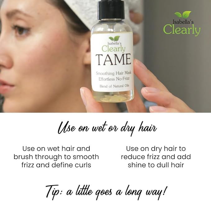 TAME Anti Frizz Smoothing Hair Styling Oil | Sulfate Free Leave In Hair Serum to Control Frizz, Add Shine for Curly, Frizzy, Dry Hair for Adults + Kids | Natural Hair Product Made in USA (4 Fl Oz)