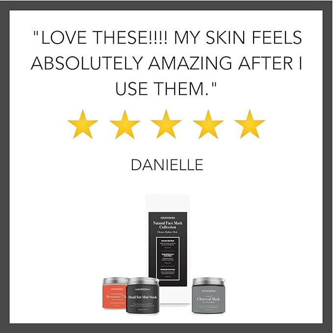 Pure Body Naturals Face Mask Gift Set - includes Natural Mud Mask, Clay Mask and Charcoal Face Mask - Facial Self Care Gift for Women, Mother, Wife (3 Jars, 8.8 oz. Each)