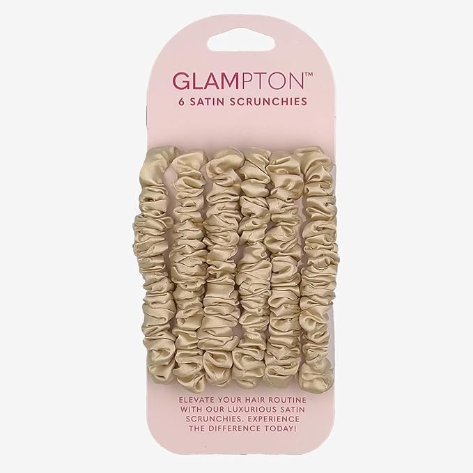 Satin Scrunchies, 6 Pack, Reduces Hair Breakage, Prevents Frizz, Smooth Texture (Champagne)