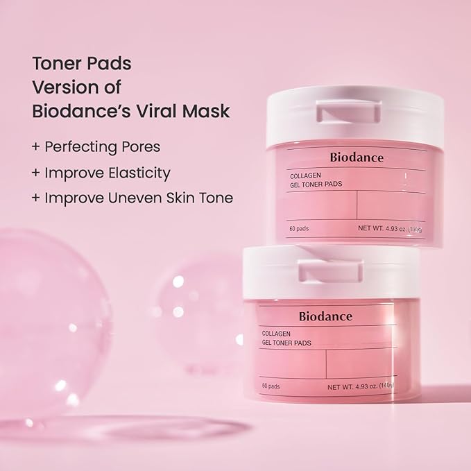 BIODANCE Collagen Pink Glow Trio: Collagen Real Deep Mask & Toner Pads & Peptide Serum for Plumping Hydration, Firming, Korean Skincare, Christmas gift, Stocking Stuffers