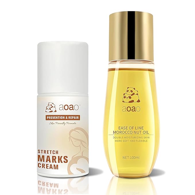 Stretch Mark Oil for Pregnancy & Body Oil for Pregnant Women, Morocco Nut Oil Help for Scars & Stretch Marks Removal & Prevention, Belly Cream for Repair, Firming & Smoothing Fine Lines (2Pack/150ml)