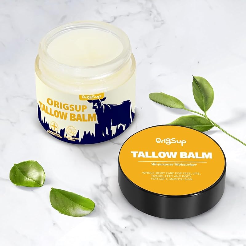Beef Tallow Balm for Skin Care - All Natural Moisturizing Body Oil with Honey and Beeswax - Tallow from Grass-Fed Cows – Beef Tallow Moisturizer,-Made in USA (2.0 Oz)