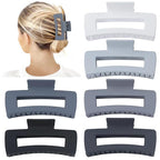 4 Inch Big Hair Claw Clips 6 Pcs Large Claw for Thick Hair Square Hair Clips for Women Rectangle Hair Clips Nonslip Acrylic Banana Jaw Clips Hair Accessories for Girls (Grey)