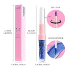 Kaely 2-in-1 Royal Blue Metallic Lipstick and Lip Liner Makeup, Shimmer Liquid Metallic Lipsticks for Women, Glitter Lip Gloss Stain Long Lasting Waterproof Smudge Proof 24 Hour, Cruelty-Free 24