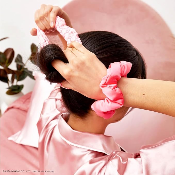 Hello Kitty x Kitsch Matte Satin Scrunchies for Women - No Crease Hair Ties No Damage | Scrunchies for All Hair Types | Stylish & Comfortable, For Ponytails & Buns | Ideal Gifts for Women - 3pcs