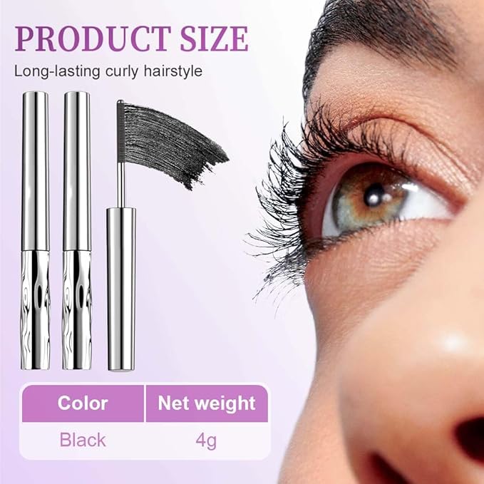 2PCS Iron Wand Mascara, Waterproof Metal Wand Mascara Volume and Length, Brushless Mascaras for Long-lasting No Clumping 3D Curling Eyelash (Black)