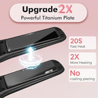 SUNMAY Cordless Hair Straightener, 0.85 Inch Titanium Portable Hair Straightener for Travel, Cordless Mini Flat Iron Hair Straighteners and Curlers 2 in 1, Dual Voltage, On-The-Go & 20S Fast Heat Up
