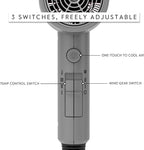 AINA Hair Dryer with Diffuser, Blow Dryer for Women | Advanced Ionic Technology, Ceramic Coating | Cold Shot Features Turbo Heat for Fast Drying and Shine 110V/ALCI (Ash Grey)