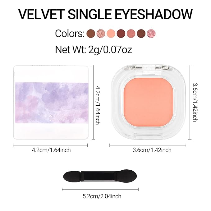 Erinde Light Orange Pink Single Eyeshadow Palette, Matte Cream Eye Shadow for Older Women, Blendable Long-Lasting Waterproof Eye Makeup Palette, High Pigment Powder Sombra De Ojos, 04 Apricot Nude