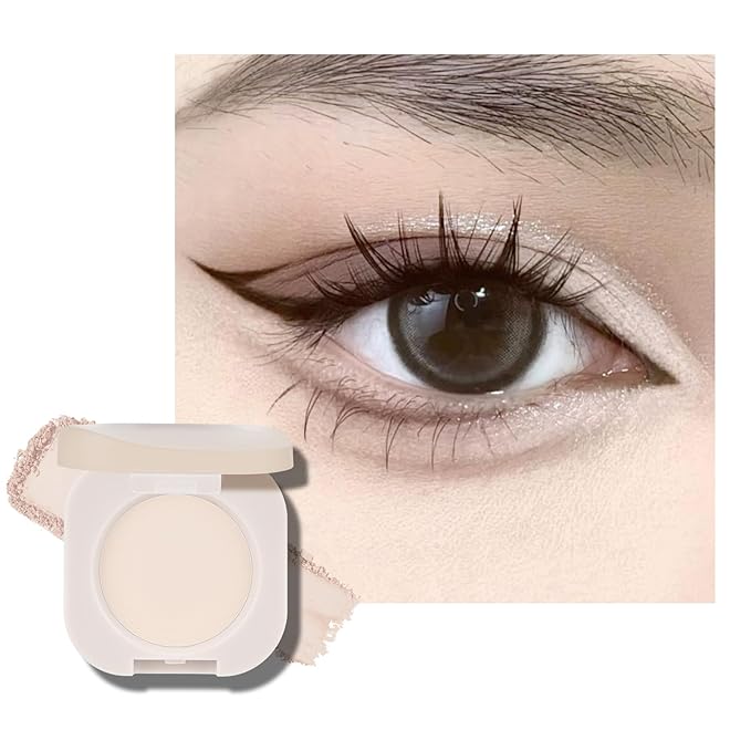 KYDA Single Matte Eyeshadow, Sheer Off White Vanilla Eyeshadow, Blendable Brightenning Primer for Eyes Shadow, Ultra-fine Lightweight Powder, Moonlight