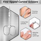 2 Pack Stainless Steel Cuticle Scissors Extra Fine Curved Blade Multi-Purpose Grooming Scissors for Manicure Pedicure Eyebrow Nail Eyelash Beards, Silver