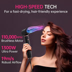 SKIMI 110,000 RPM Brushless Motor Hair Dryer Brush - 5 Muti-Styler for Fast Drying, Curling, Volumizing & Straightening | High-Speed Hot Air Brush for All Hair Types (Black & Rose Gold)