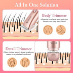 2 in 1 Women Electric Shaver Dual Head Bikini Trimmer for Women IPX7 Waterproof Wet & Dry Use Body Hair Trimmer and Facial Hair Remover for Bikini Underarm Leg Arm Body Face