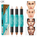 2-in-1 Contour & Highlighter Stick - Dual-Ended, Waterproof, Long-Lasting, for All Skin Tones (01# Ivory + Dark coffee)