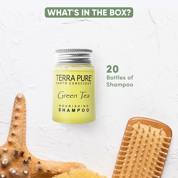 Terra Pure Shampoo, Travel Size Hotel Amenities, 1 oz. (Case of 20)