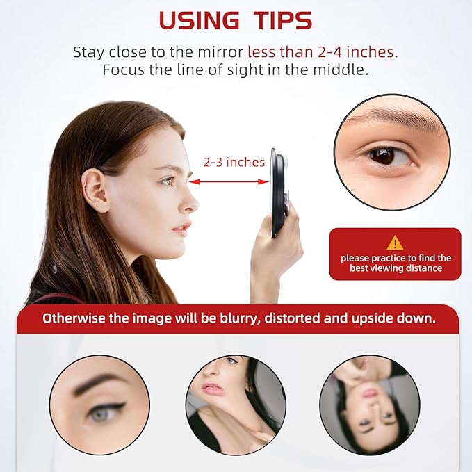 20X Magnifying Mirror & Tweezers Kit, 6 Inch Round Compact Travel Mirror with 3 Suction Cups