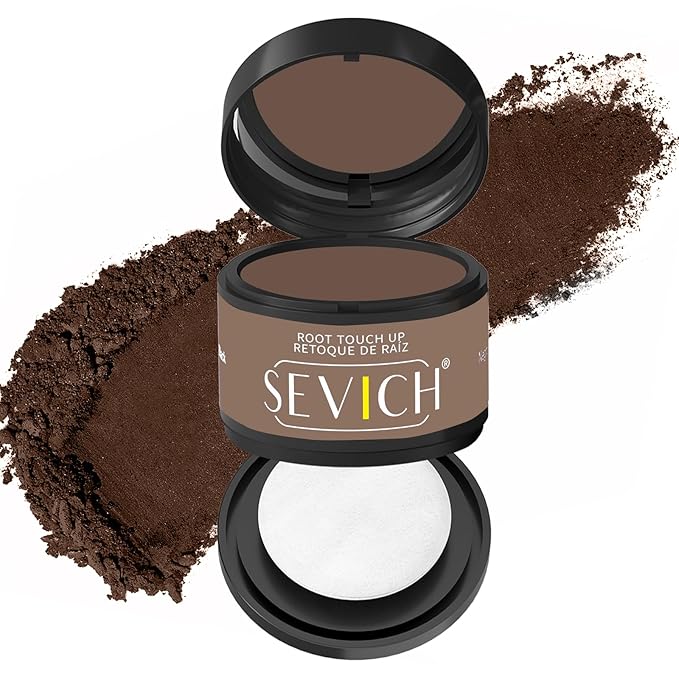 Sevich Hairline Powder - Root Touch Up Instantly Hair Color for Thinning Gray Coverage - Bald Spot Concealing Hair Powder for Women & Men - 48Hour Waterproof & Sweatproof - Brown