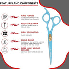Hair Cutting Scissors -Sharp Razor Edge Blade Hair Shears Series - 6.5" With Fine Adjustment – Stainless Steel Hair Scissors Professional For Men, Women & Babies (Sky Blue)