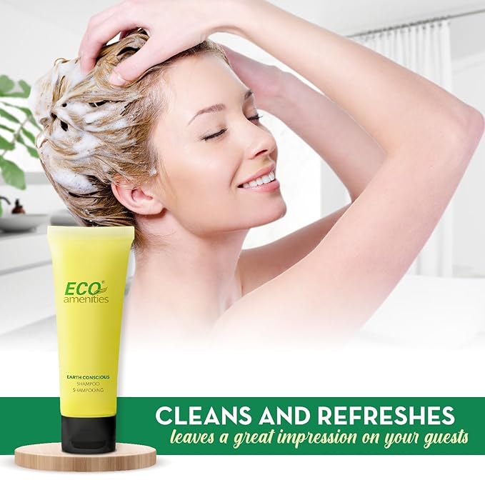 ECO amenities Travel Shampoo Tubes - Hotel Shampoo Supply - TSA-Approved Travel Essentials - 1 fl oz, Pack of 200, Clear Flip-Cap Tubes, Green Fragrance