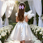 Velvet Sequin Hair Bows Elegant Purple Bow for Women Girls, 4in Glitter Handmade Hair Clips Alligator Clips Ponytail Holder Sparkly Hair Accessories for Christmas, Birthday Party, Wedding