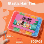 Elastic Hair Bands, YGDZ 5 Colors 600 PCS Mini Rubber Bands for Hair with Organizer Box, Hair Accessories for Toddler, Girl, Baby, Rainbow Color