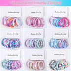 54Pcs Hair Ties for Girls and Women, Nylon Hair Elastics Hair Bands Ponytail Holders Soft Hair Ties No Damage for Girls Thick Straight Curly Hair Multi-colored