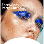 DAGEDA Body Glitter Gel, Face Glitters Body Gel Sequins Shimmer Liquid Eyeshadow, Chunky Glitter for Face Hair Nails, Holographic Cosmetic Laser Powder Festival Glitter Makeup 50ml(Blue)