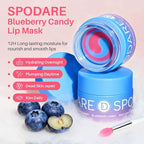 Blueberry Lip Mask Overnight, Dual-Color Lip Sleeping Mask for Reduce Fine Lines, Nourish and Hydrating Dry Cracked Skin with Vitamin C and Shea Butter, Stocking Stuffer