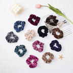 Senllori Scrunchies for Women, 12 Pcs Velvet Scrunchies for Hair, Classic Elastic Thick Scrunchy Hair Bands Ties, Soft Ropes Ponytail Holder Hair Accessories