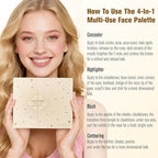 UCANBE 26 Colors 4-in-1 Multi-Use Face Palette, Long-Lasting Makeup Palette with 8 Concealers, 6 Contours, 6 Highlighters and 6 Blushes All In One Palette, High Coverage and Travel-Friendly