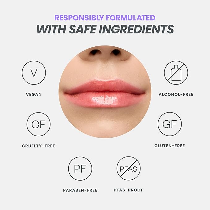 Wonderskin Lip Oil Rehab Serum - Tinted Lip Oil for Women, Hydrating, Moisturizing, and Non-Sticky Bright Red Tint Serum for Dry Lips (Flirt)