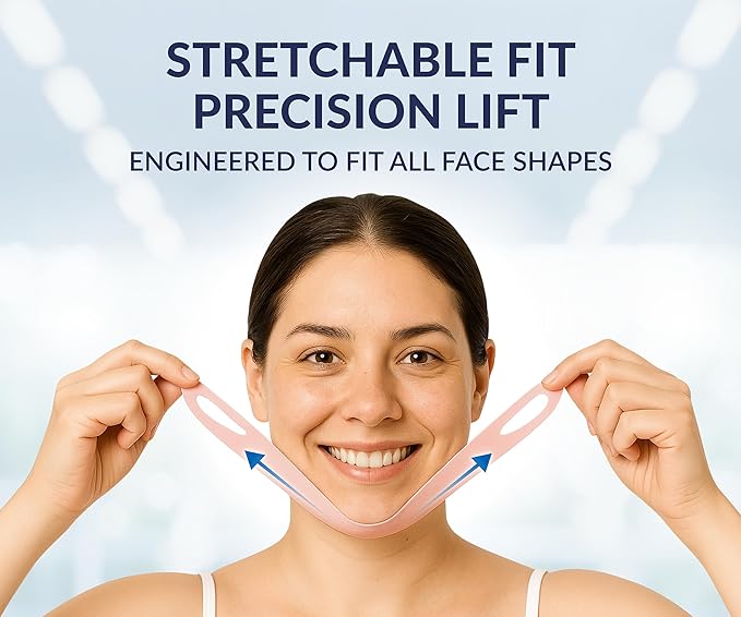 Stylia V Line Lifting Collagen Mask - Lift, Firm & Contour Jawline - Double Chin Reducer Strap with Hyaluronic Acid & Aloe - Neck Tightening and Lifting Mask - Jawline Shaper Face Lift Tape (10PC)