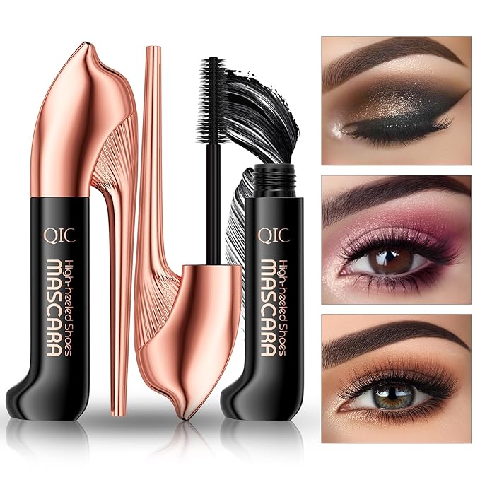 Unique High Heel Design Mascara – Ultra-Volumizing & Lengthening Lash Cosmetics Mascara for Long, Thick, Curled Lashes – 24H Waterproof & Smudge-Proof – Ultra Black, Dramatic Eye Makeup Look