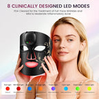 Red Light Therapy for Face – 8 Light Modes with 850nm Near-Infrared, 280 LED Face Mask Light Therapy for Skin Appearance, Fine Lines, Firming Support, FDA Cleared, Cordless Design