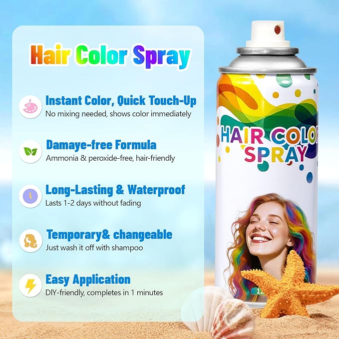 Temporary Silver Hair Color Spray & Wax | Non-Sticky, Natural Look | Washable One-Time Use Hair Dye for Halloween, Cosplay, Festivals | For Women, Men & Kids 120 ML