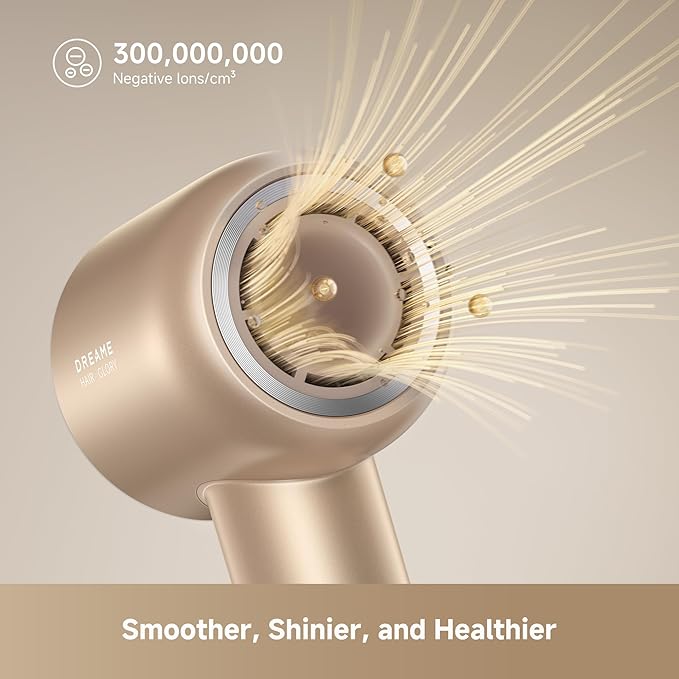 Dreame Glory Mix High-Speed Hair Dryer, Dual Voltage, 3 Magnetic Nozzles, Perfume Infusion, Customized Fragrant Drying, NTC Control, 300M Negative lons, 110,000RPM Motor, 336g Lightweight, Gold