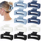 12 Pcs Medium Hair Clips, 3.5 Inch Square Claw Clips for Thick and Thin Hair - Blue